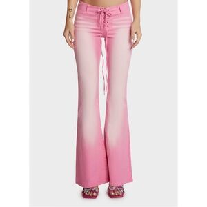 Generation Kiss / Dolls Kill Naomi Pink Ombre Lace-Up Flare Jeans for Women